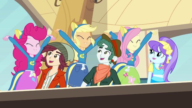 Archivo:Pinkie Pie, Applejack, and Fluttershy cheering.jpg