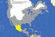 "Map showing Central American provinces affected by The American Colonial Policy event"