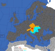 Map showing Austria's starting position in 1617
