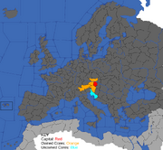 Map showing Austria's starting position in 1419