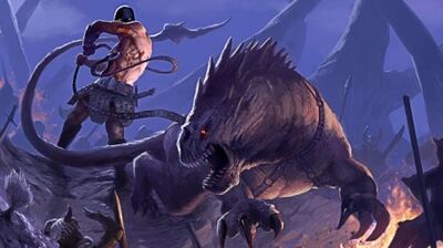 R169 457x256 13958 The Beastmaster 2d fantasy beast battle warriors monster picture image digital art