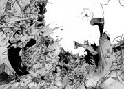 Le sol est détruit et gajil et natsu chutent