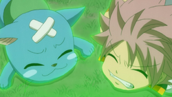 Happy y Natsu son afectados por la magia de Libra.png