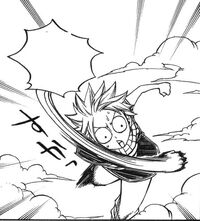 Natsu hits Laxus's projection