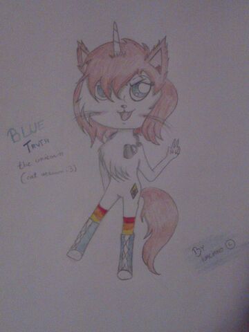 Plik:Blue Truth the unicorn (cat version) by Ivaciano.jpeg