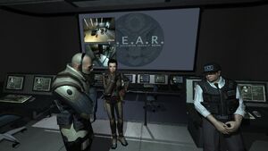 Jin, Spen and Rowdy during the briefing