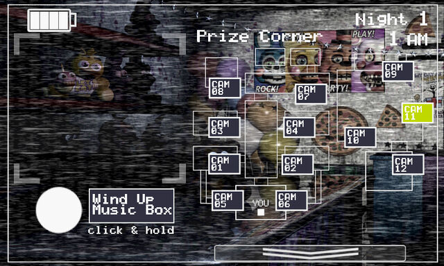 Archivo:FNaF 2 (Móvil) - Prize Corner (Izquierda, linterna).jpg