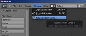 Blender Tip Console toggle