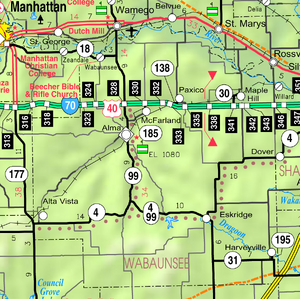 Map of Wabaunsee Co, Ks, USA