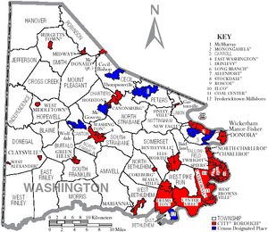 Map of Washington County Pennsylvania With Municipal and Township Labels