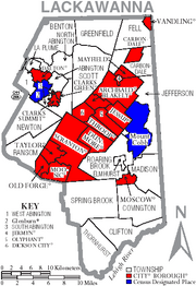 Map of Lackawanna County Pennsylvania With Municipal and Township Labels