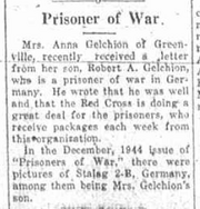 Robert A. Gelchion as a prisoner of war reported on January 18, 1945 in the Greene County Examiner-Recorder