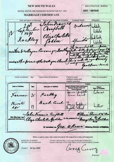 JohnFrancisCampbell and ElizaCharlotteGodden marriageCert
