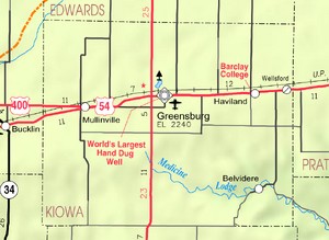 Map of Kiowa Co, Ks, USA