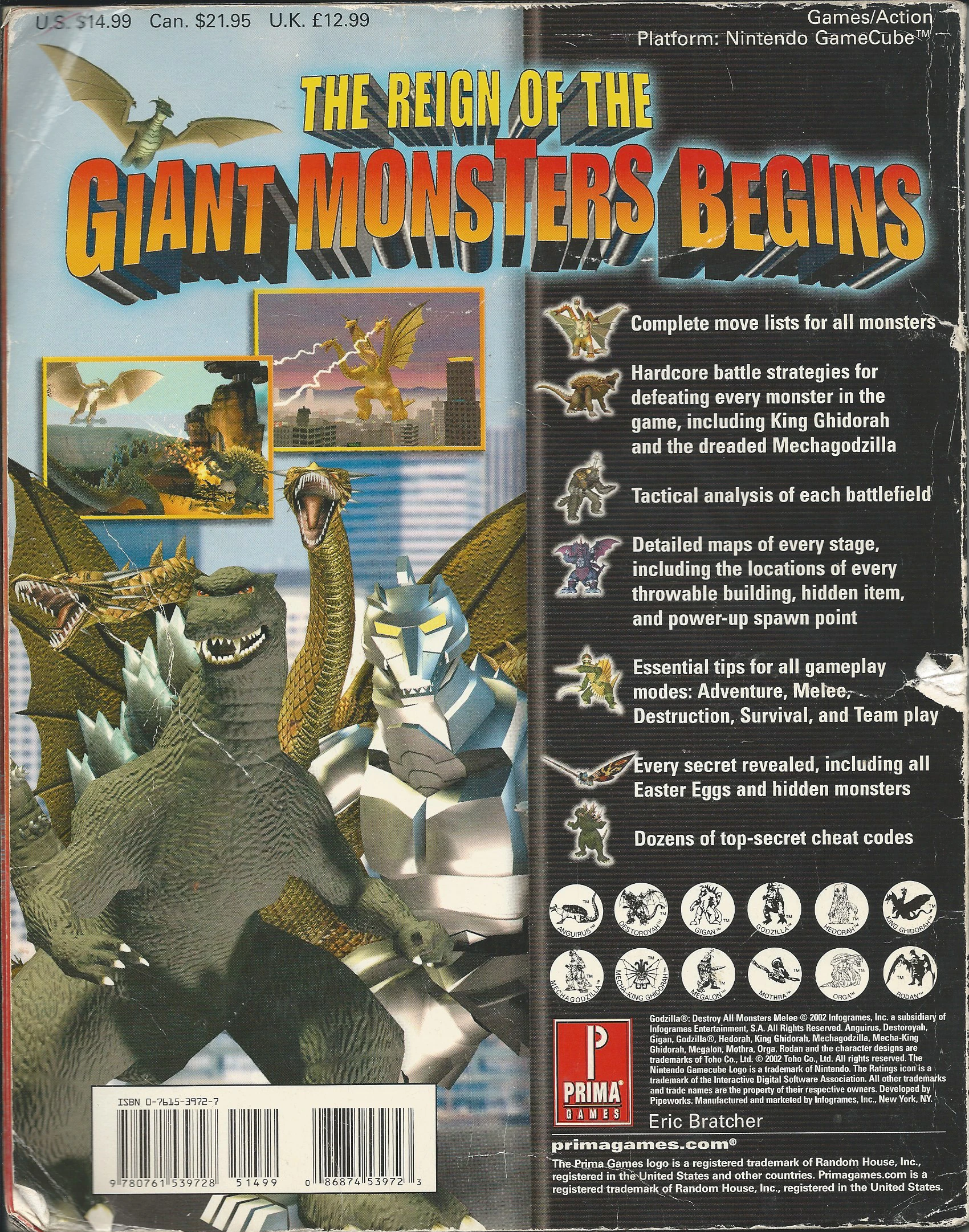 Image - Godzilla Destroy All Monsters Melee Prima Strategy Guide Back