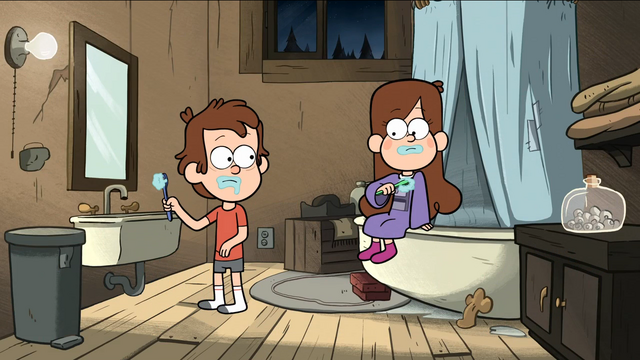 File:S1e3 dipper and mabel brushing teeth.png