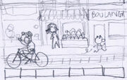Early happy street sketch