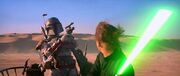 Luke cuts Boba's blaster
