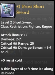 1 Frost Short Sword