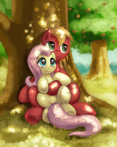 Archivo:Fluttershy and big macintosh by kp shadowsquirrel-d57leab.jpg