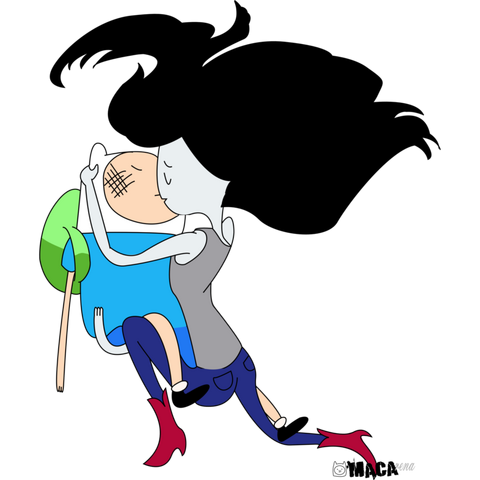 Archivo:Finn and marceline kiss by marceliinne-d5uduy8-1-.png