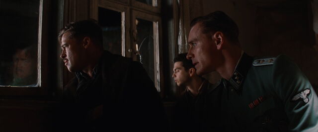 File:Archie Hicox tells Aldo that Stiglitz is not the loquacious type.jpg
