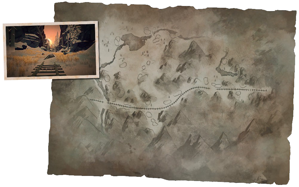 The long dark broken railroad landslide path