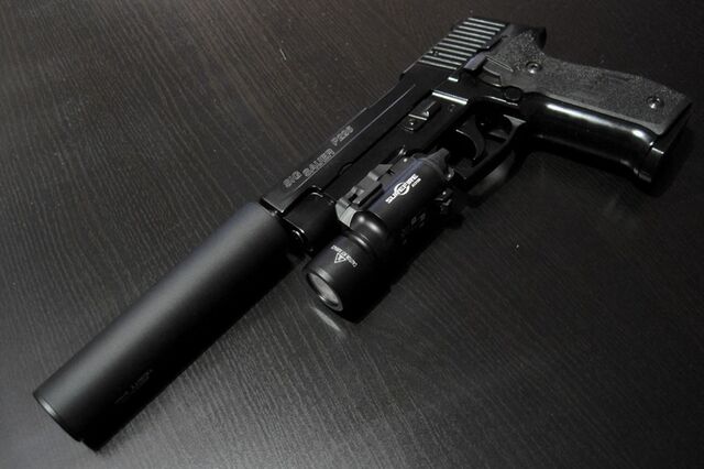 Datei:SIG Sauer P226 mit Schalldämpfer.jpg