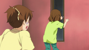 Yui about to jump out of the window