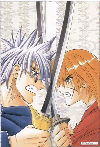 File:Enishi and Kenshin - Weekly Shonen Jump in 1998 No. 42 illustrations for the cover.jpg