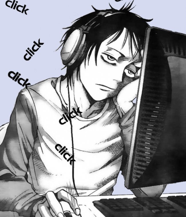 Image - Bored-anime-guy-using-computer-yiWHXO.jpg | KingdomHearts3D:DDD