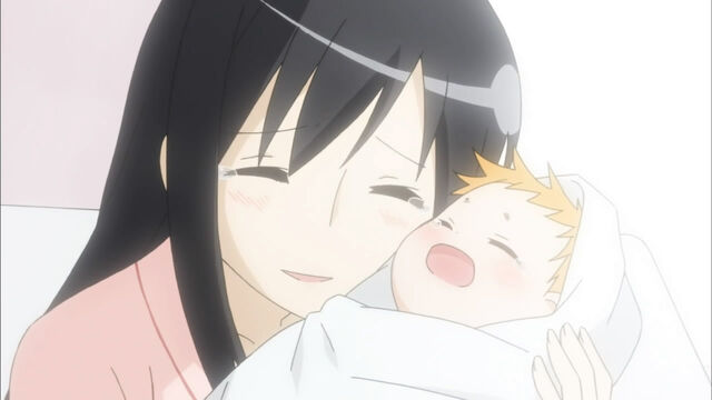 File:Kotoura san-01-kumiko-haruka-mother-child birth-hug-maternal love-family-heartwarming-emotional.jpg