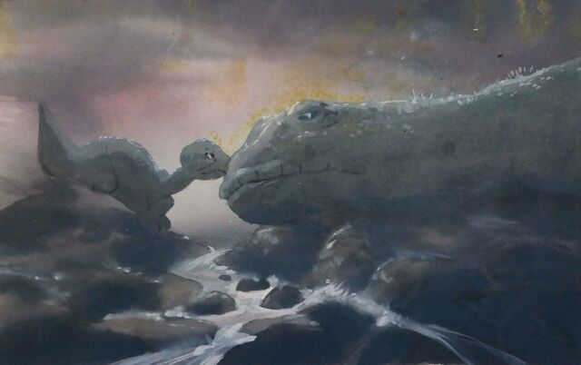 File:Littlefoot LAND BEFORE TIME Key Concept DON BLUTH Production Cel Art painting.jpg
