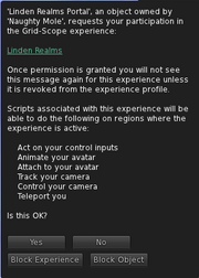 LR experience permission prompt