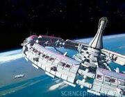 S9000267-Space station orbiting Earth-SPL