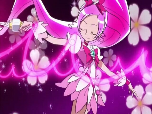 File:Heartcatch Pretty Cure! Cure Blossom in the Pink Forte Wave attack.jpg