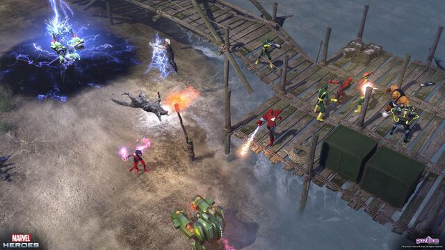 File:Our heroes battle Hydra on the beaches of Madripoor!.jpg