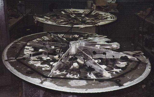 File:Galaxy class USS Enterprise-D studio model build cast primary hull with arrmature installed.jpg