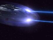 USS Voyager hit by proton beams