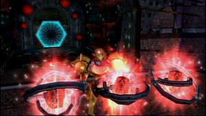MP2 Samus uses Dark Agon Temple keys