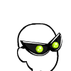Bug-eyed mask with green eyes