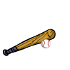 Baseball Player's Bat and Ball