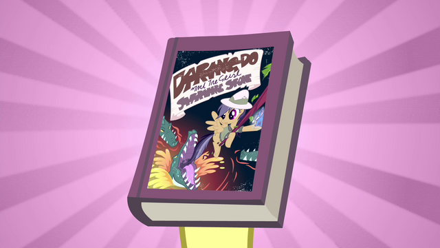 File:Collector holds up Daring Do first edition S4E22.png