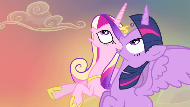 File:Twilight and Cadance looking up at Tatzlwurm S4E11.png