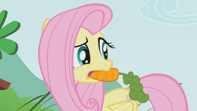 File:Fluttershy with a carrot in her mouth S1E07.png