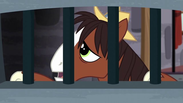 File:Trouble Shoes watching the rodeo through bars S5E6.png