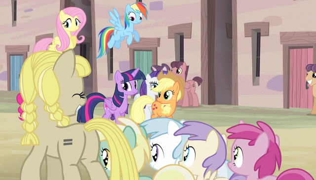 File:Fillies walking past the mane six S5E1.png