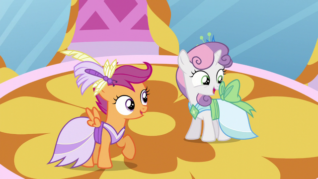 File:Scootaloo and Sweetie Belle in Gala dresses S5E7.png