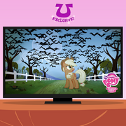 Applejack looking at the vampire fruit bats promotional S4E07