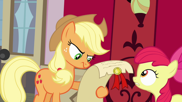 File:Applejack looking at scroll S4E09.png
